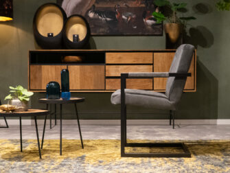 grijze lederen eetkamerstoelen ijzeren poten