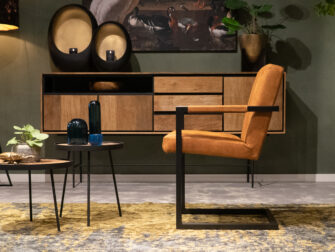 eetkamerstoel microleder met stalen frame