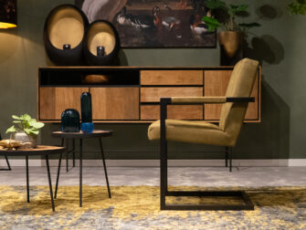 robuuste groene eetkamerstoel in leer