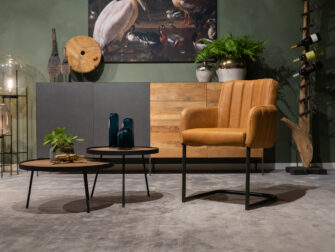 cognac stoel met leuning