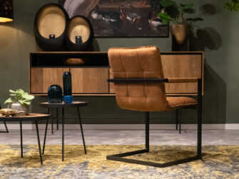 cognac eetkamerstoelen met stalen frame