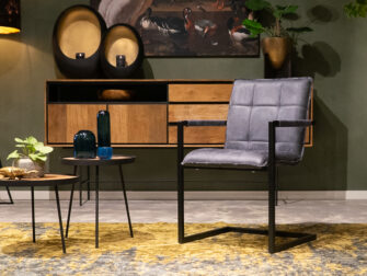 donkerblauwe eetkamerstoelen gecapitoneerd