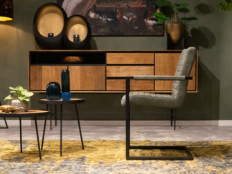 eetkamerstoel met armleuning in eco leder