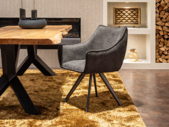 industriële kuipstoelen grijze stof