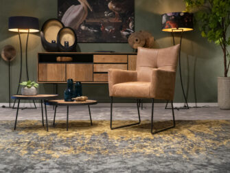 industriële leren eetkamertoelen met armleuning