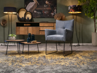 industriële leren eetkamertoelen met armleuning