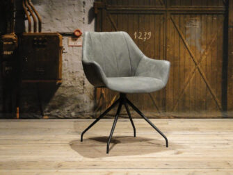 Grijze leren eetkamerstoel