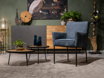 Blauwe lederen zetel