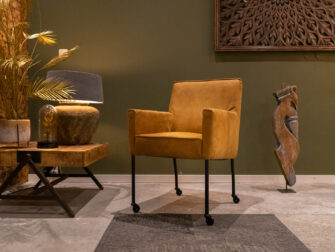 walnut leer eetkamerstoel