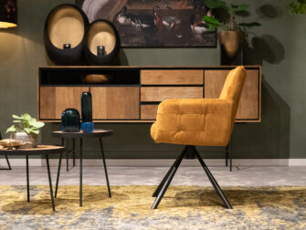 cognac eetkamerstoel met draaifunctie