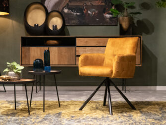 cognac eetkamerstoel met leuningen en draaifunctie