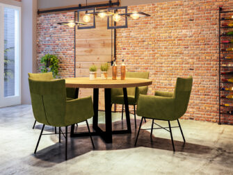 groen leren eetkamerstoelen