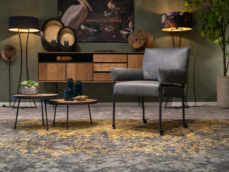 grijze leren eetkamerstoelen op wielen