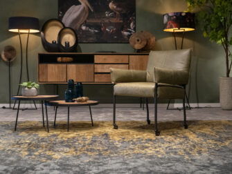 olijf leren eetkamerstoelen op wielen