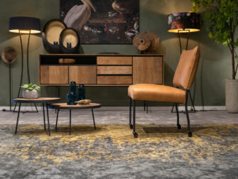 industriële eetkamerstoelen cognac leer