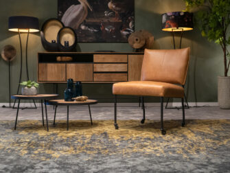 cognac leren eetkamerstoelen op wielen