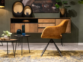 draai kuipstoelen in leer of stof