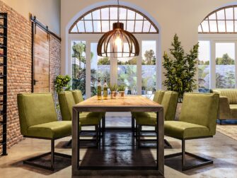 groen leren eetkamerstoelen