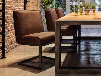 bruin leren eetkamerstoel