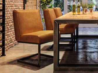 cognac leren eetkamerstoel