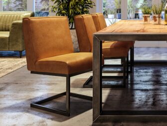 cognac leren eettafelstoel