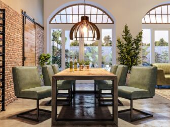 industriele groene eetkamerstoelen