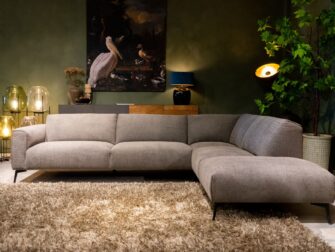 hoekbank in taupe stof