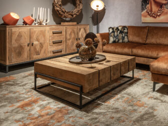 robuuste vierkante salontafel teak