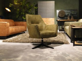 Groene leren draaifauteuil