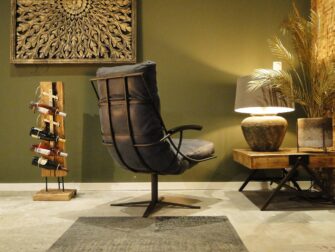 leren blauwe relaxstoel