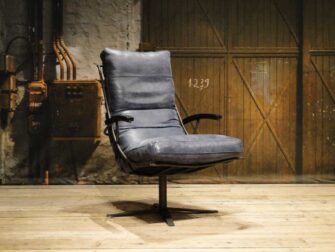 Fauteuil Bruno met armleuning - leer - dark blue