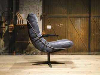 Fauteuil Bruno met armleuning - leer - dark blue