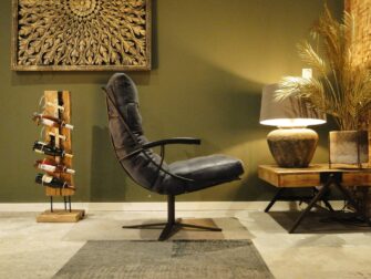 blauw leren fauteuil