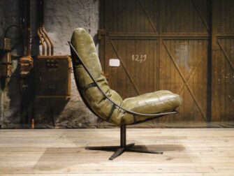 Fauteuil Bruno zonder armleuning - leer - olive