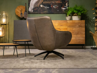 grijze lederen fauteuil