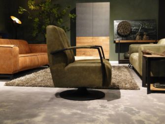 Groen leren draaifauteuil