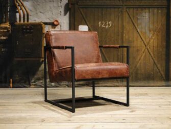 Fauteuil Pesara - geschuurd leer zenzero