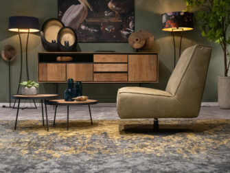 robuuste groene lederen draaifauteuil