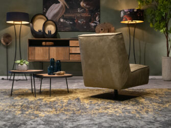 industriële groene lederen draaifauteuil