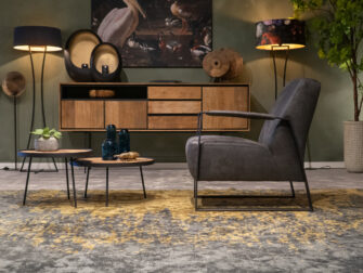 donkergrijze lederen industriële fauteuil