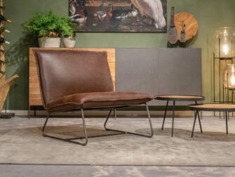 bruine brede fauteuil