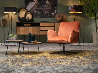 stoere rode draaifauteuil velvet stof