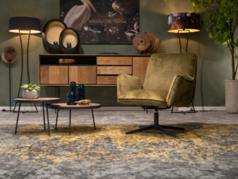 stoere groene draaifauteuil velvet stof