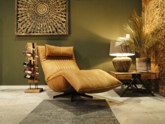 cognac fauteuil in leer