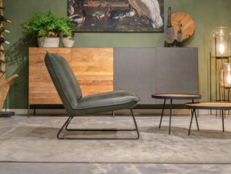 groene leren fauteuil