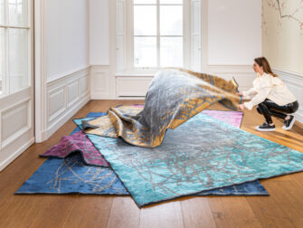 blauwe vloerkleden bamboe Floss - 240x330cm