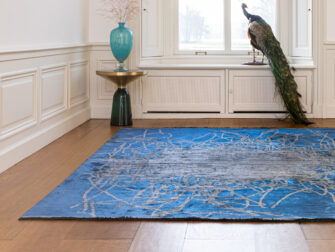 blauw vloerkleed bamboe floss - maat 200x290cm