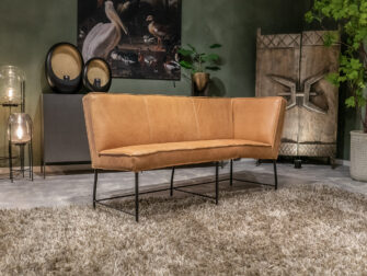 cognac hoek eetkamerbank