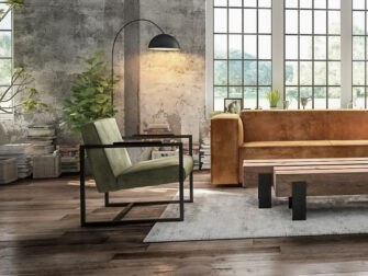 olive leren fauteuil