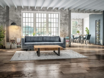 blauw leren 4 zits bank